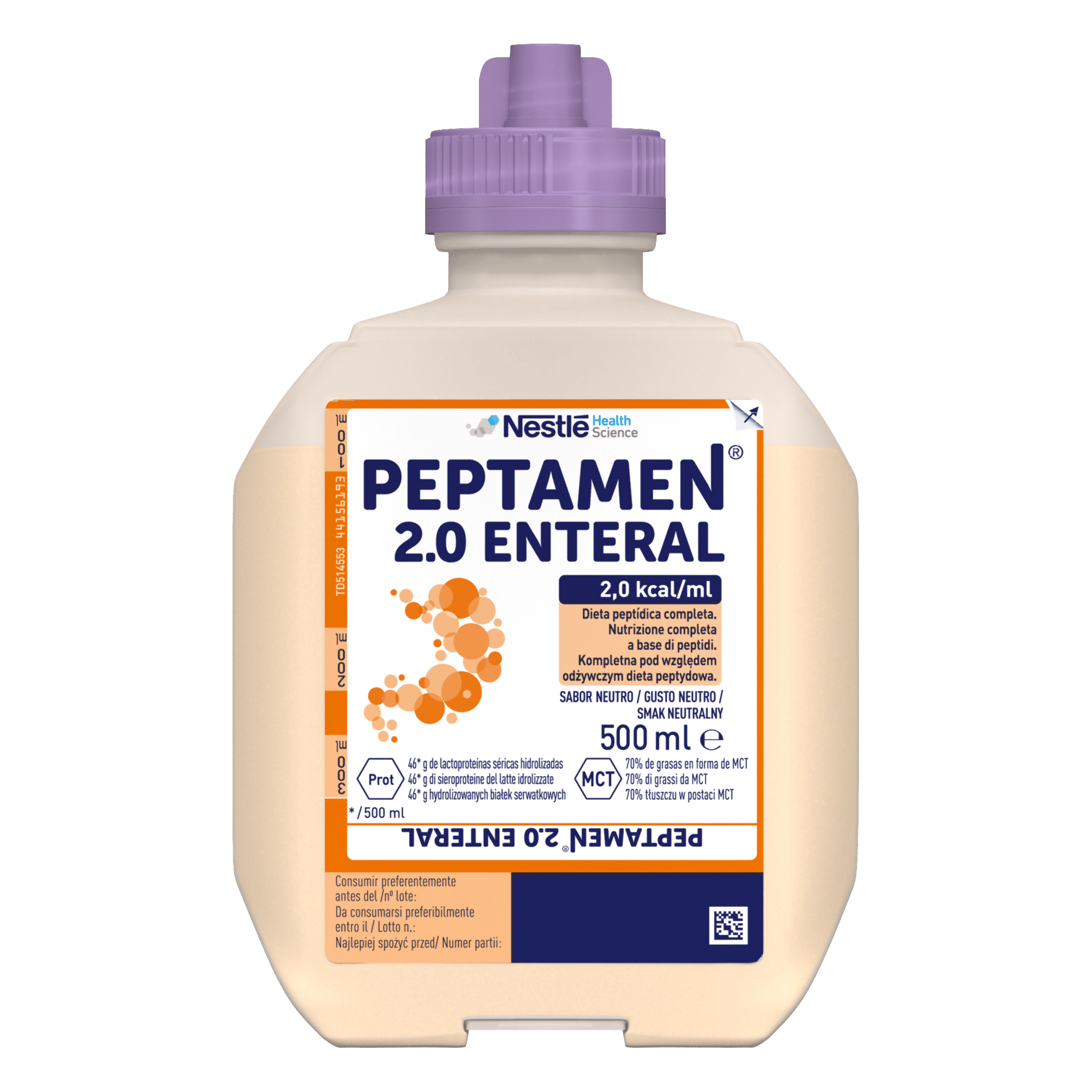 Повноцінна, висококалорійна суміш Peptamen® 2.0 для зондового харчування на основі пептидів, 500мл